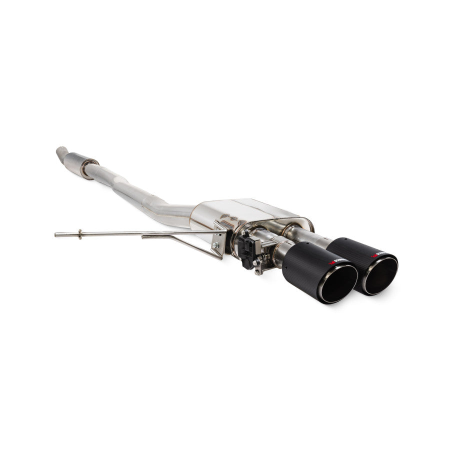 Scorpion Exhaust TunR Resonated cat-back 3” system with valve - CF Ascari Tips for S & JCW