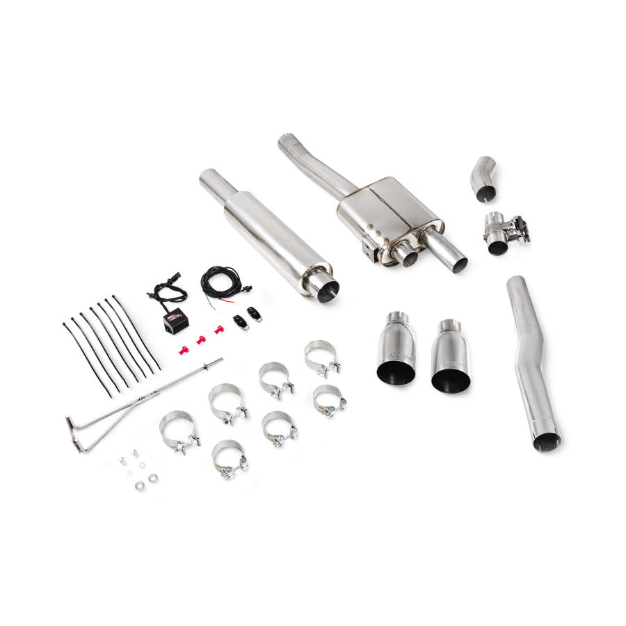 Scorpion TunR Resonated 3” cat-back system with valve - Polished Tips for S & JCW