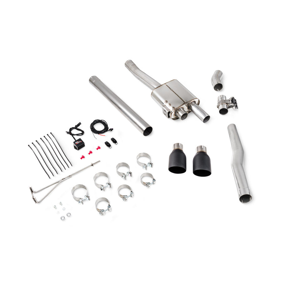 Scorpion TunR Non-res 3” cat-back system with valve - Ceramic Black Tips for S & JCW