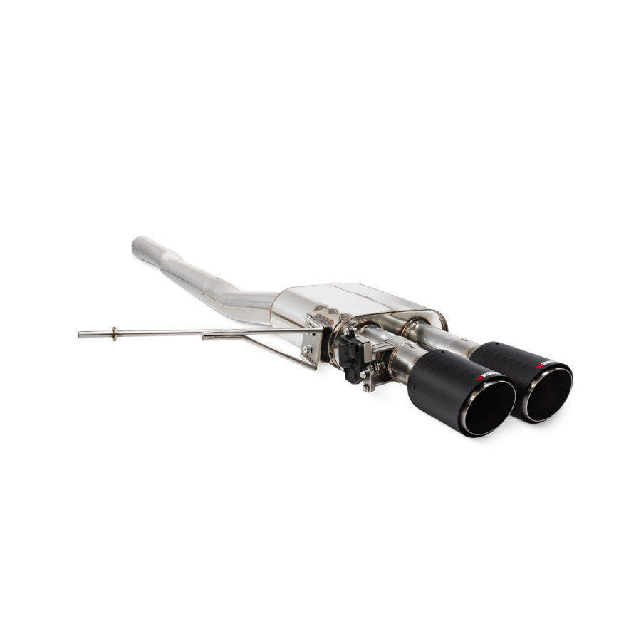 Scorpion TunR Non-resonated 3” gpf-back system with valve - CF Ascari Tips for S and JCW